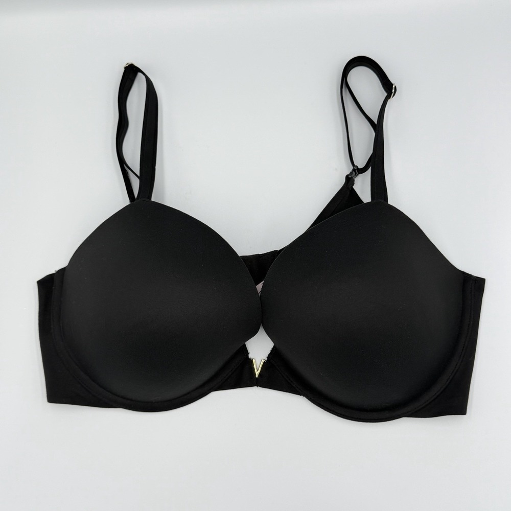 Victoria's Secret Black Push Up Bra 38D Smooth Molded Underwire Everyday